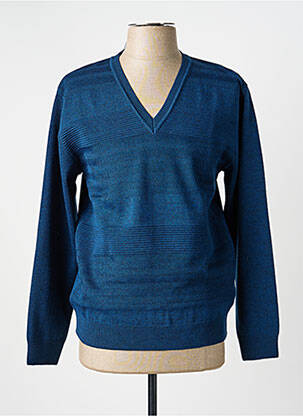 Pull col v manches longues bleu RHODAMEL homme