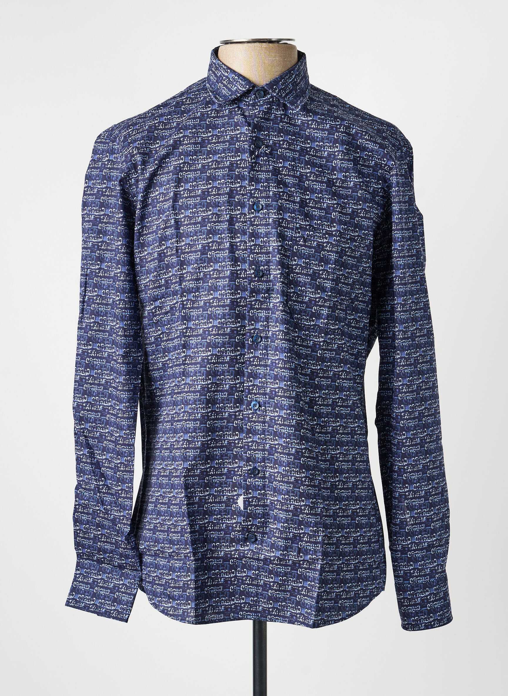 Chemise manches longues imprimé fantaisie bleu MARVELIS homme
