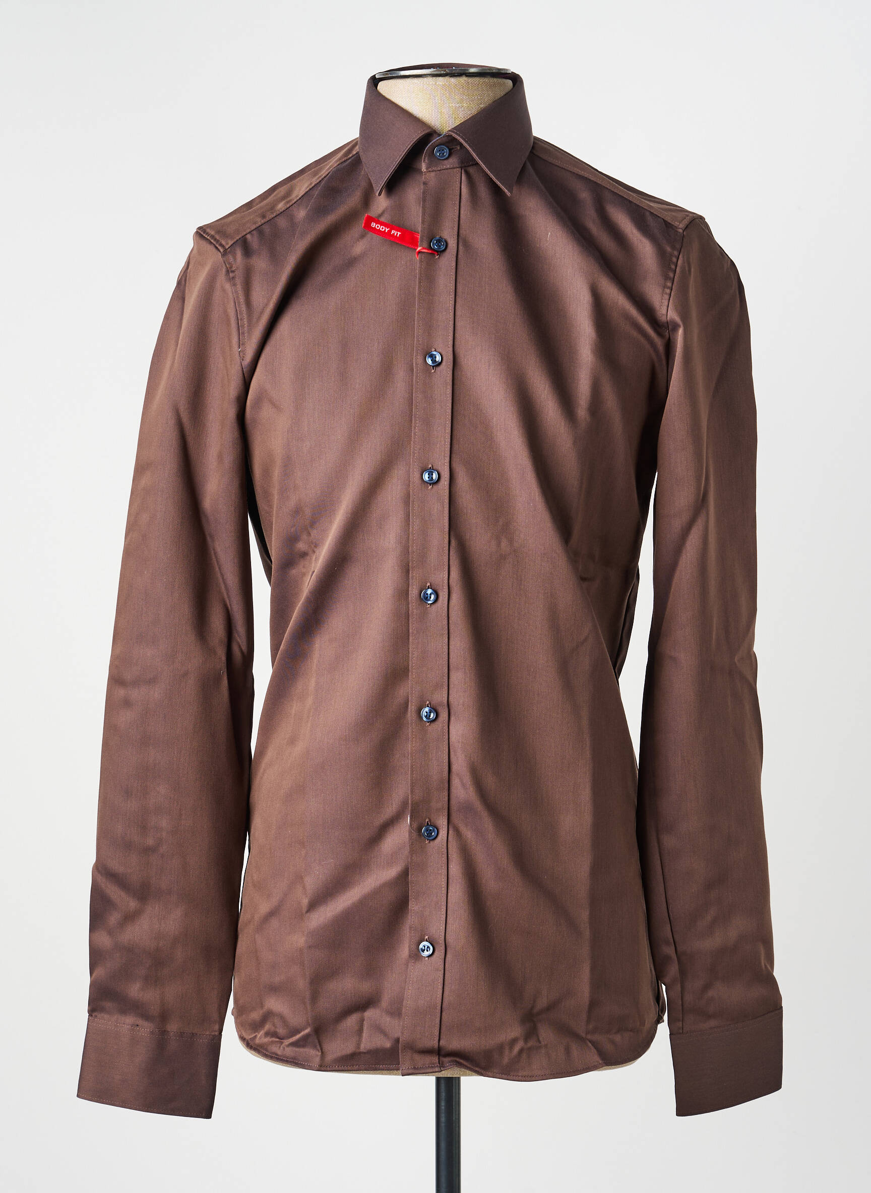 Chemise manches longues coupe cintrée marron MARVELIS homme