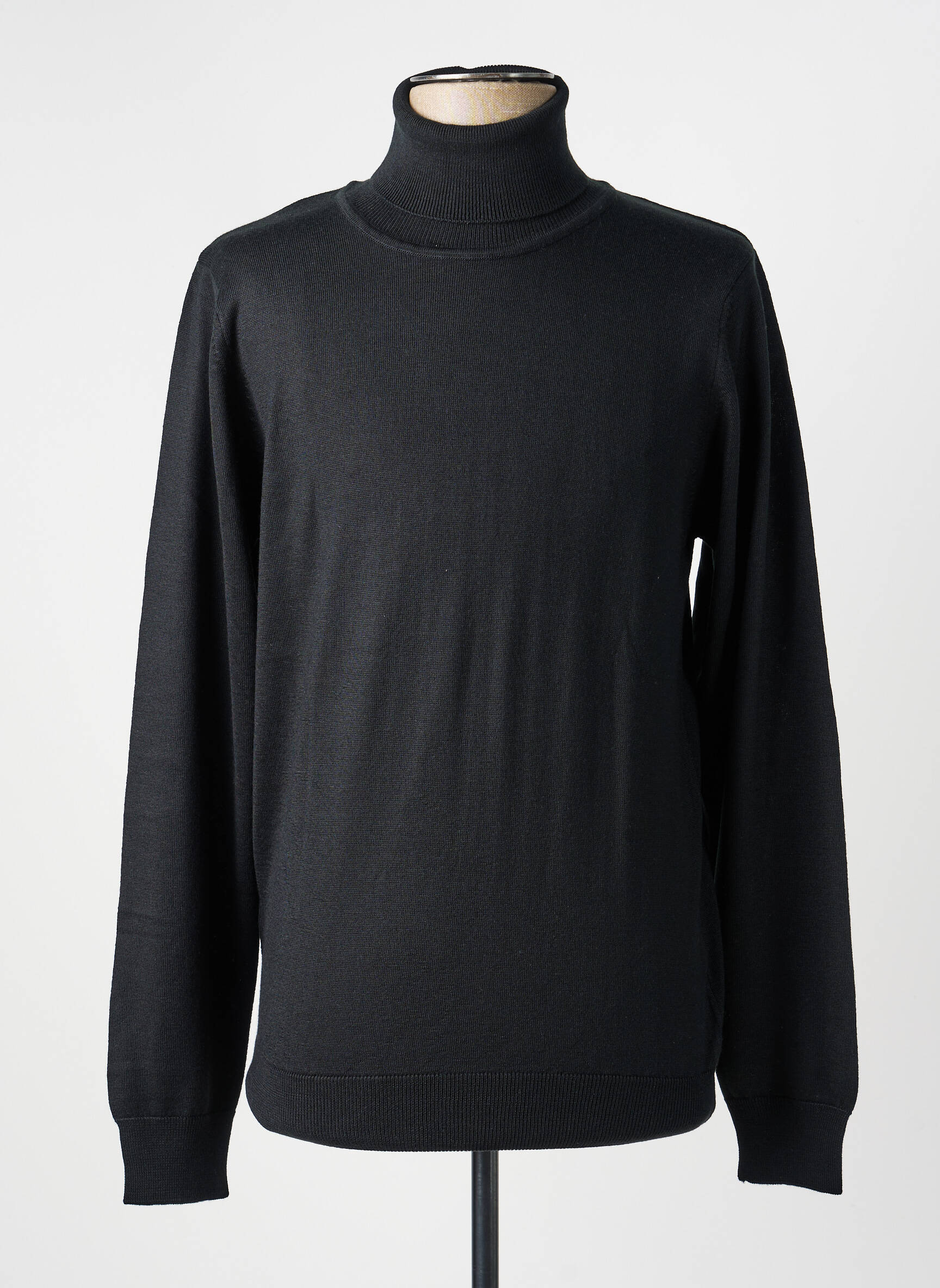 Pull col roulé coupe cintrée manches longues noir CAP 10 TEN homme