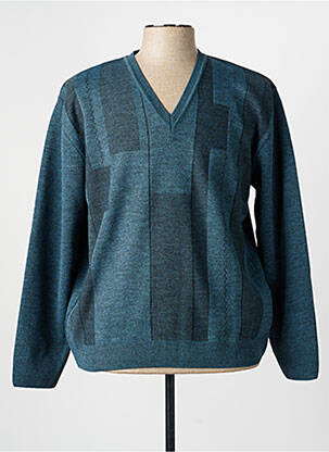 Pull col v manches longues bleu RHODAMEL homme