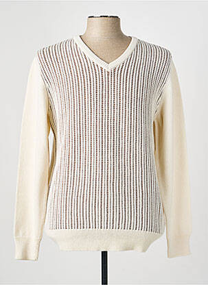 Pull col v manches longues beige DARIO BELTRAN homme