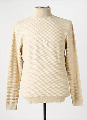 Pull col roulé stretch manches longues beige NO EXCESS homme