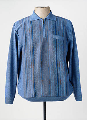 Pull col polo manches longues bleu RHODAMEL homme