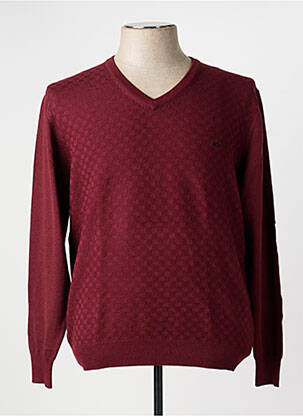 Pull col v manches longues rouge DARIO BELTRAN homme