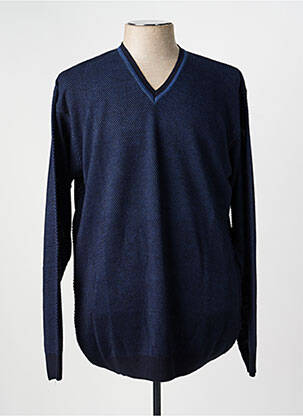 Pull col v manches longues bleu CAP 10 TEN homme
