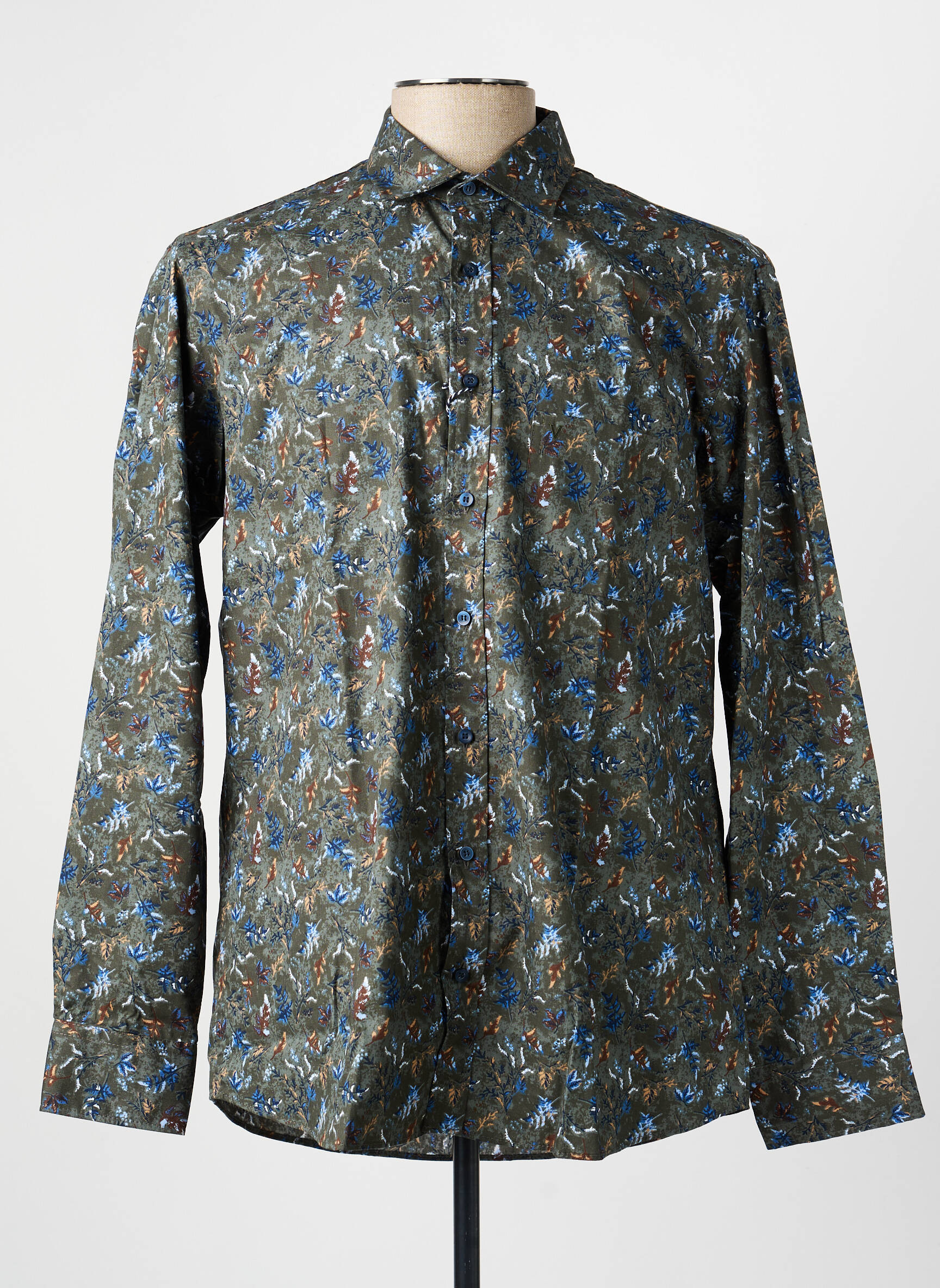 Chemise manches longues poches vert MARVELIS homme