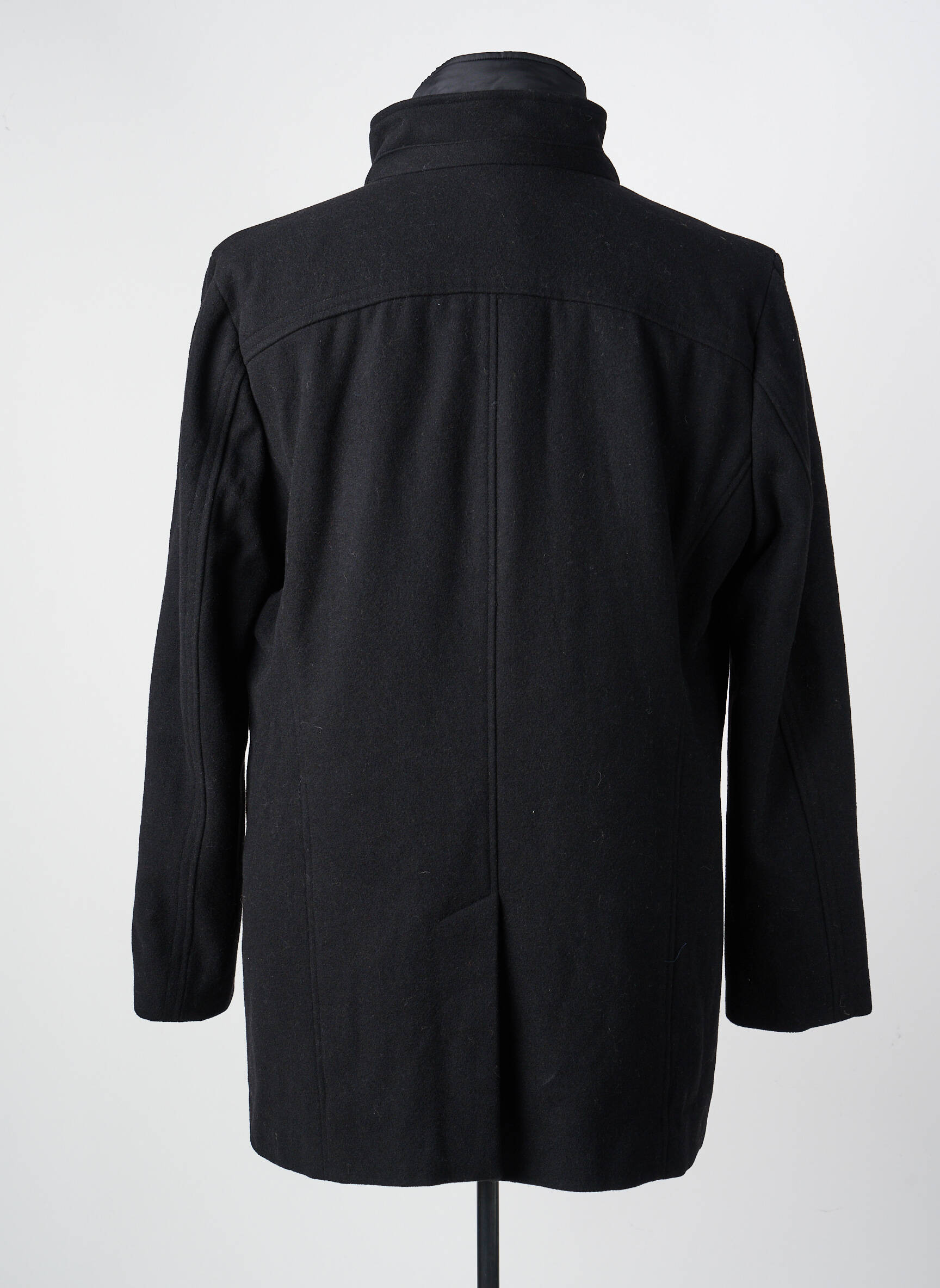 Manteau long coupe droite sans capuche noir THOMAS GOODWIN homme