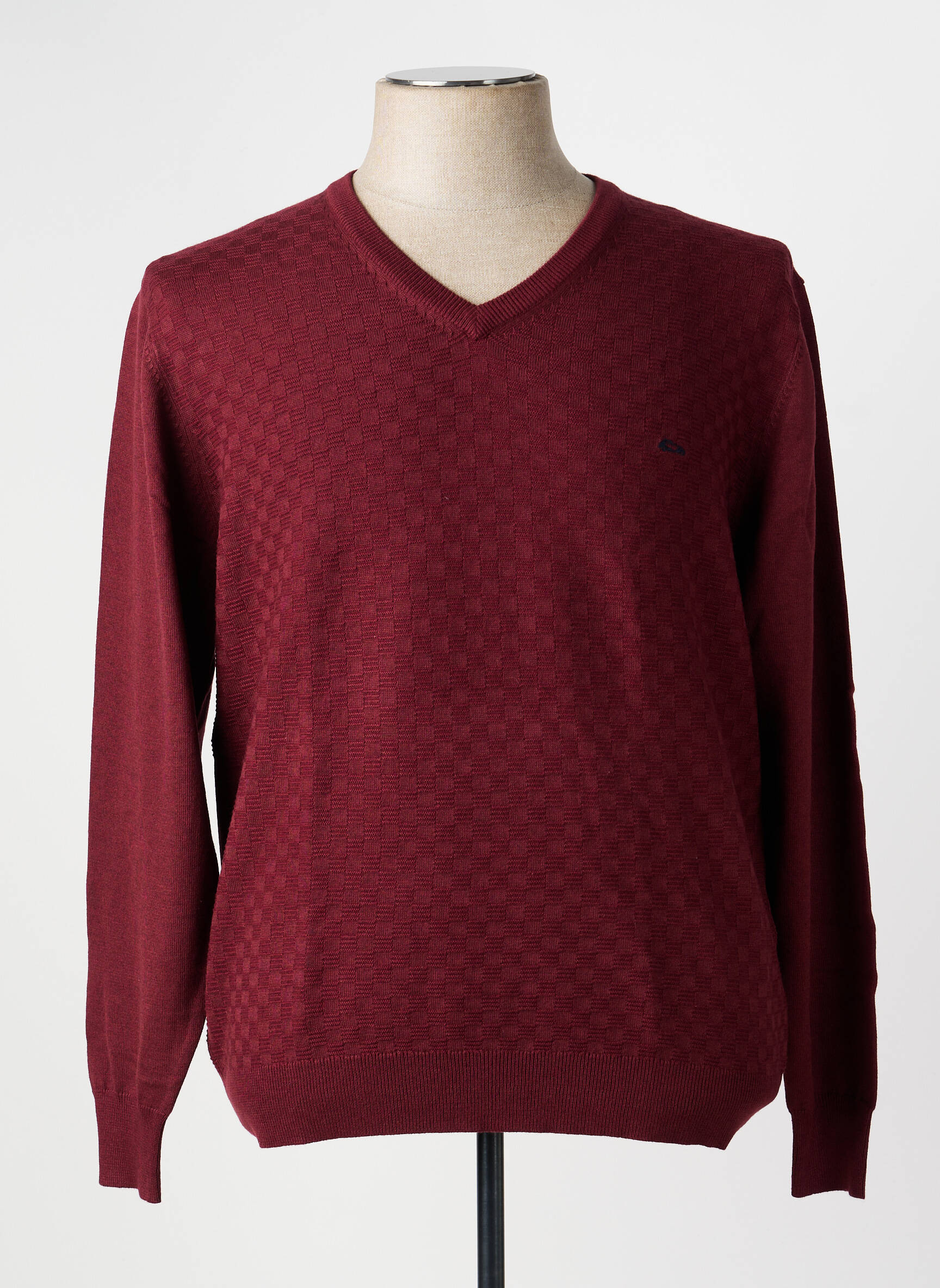 Pull col v manches longues rouge DARIO BELTRAN homme