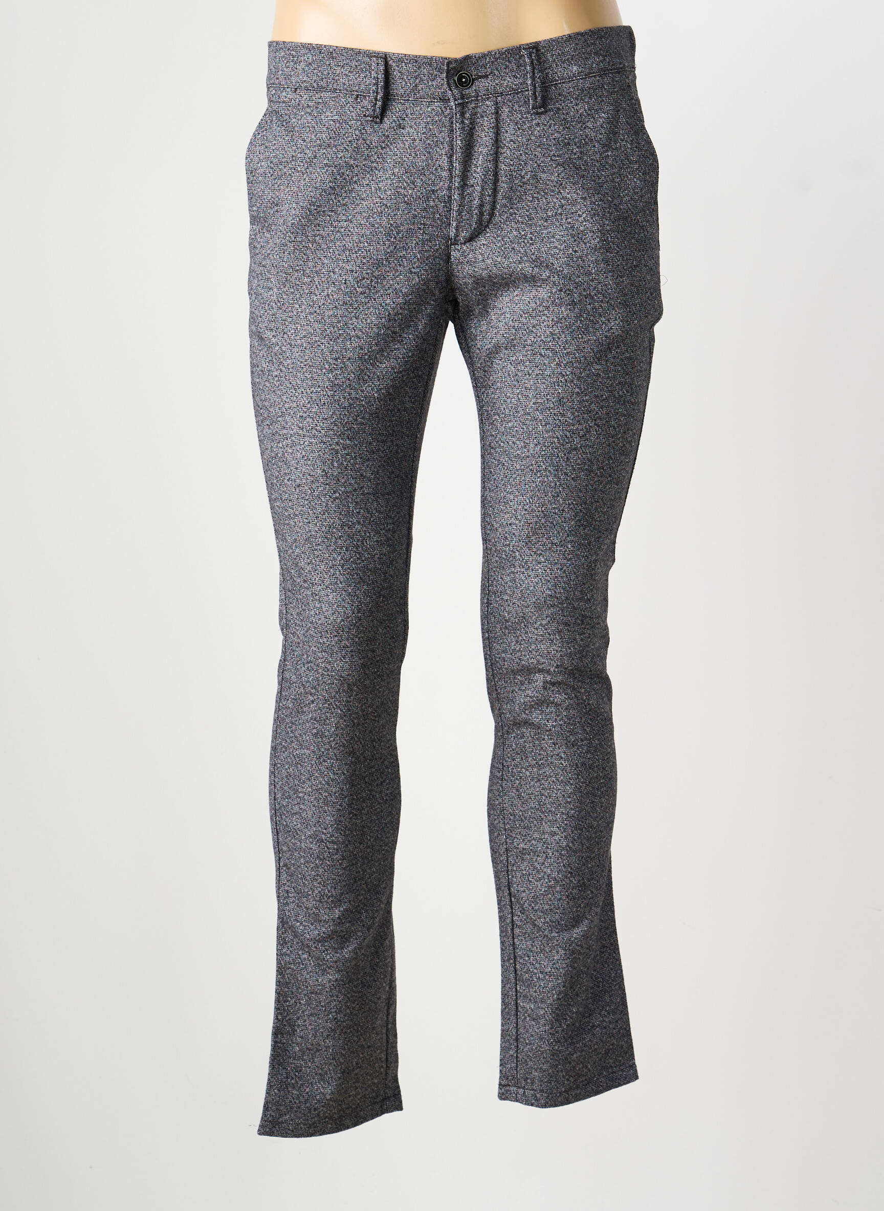 Pantalon chino tissage chiné taille normale gris LCDN homme