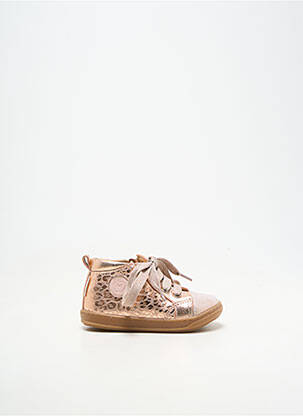Bottillons tissage satiné bout rond rose SHOO POM fille