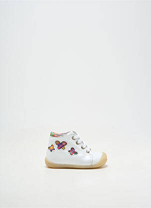 Bottillons matière lisse bout rond blanc LITTLE MARY fille