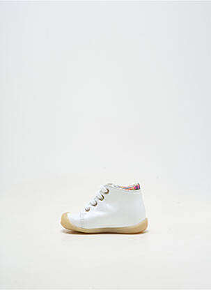 Bottillons matière lisse bout rond blanc LITTLE MARY fille
