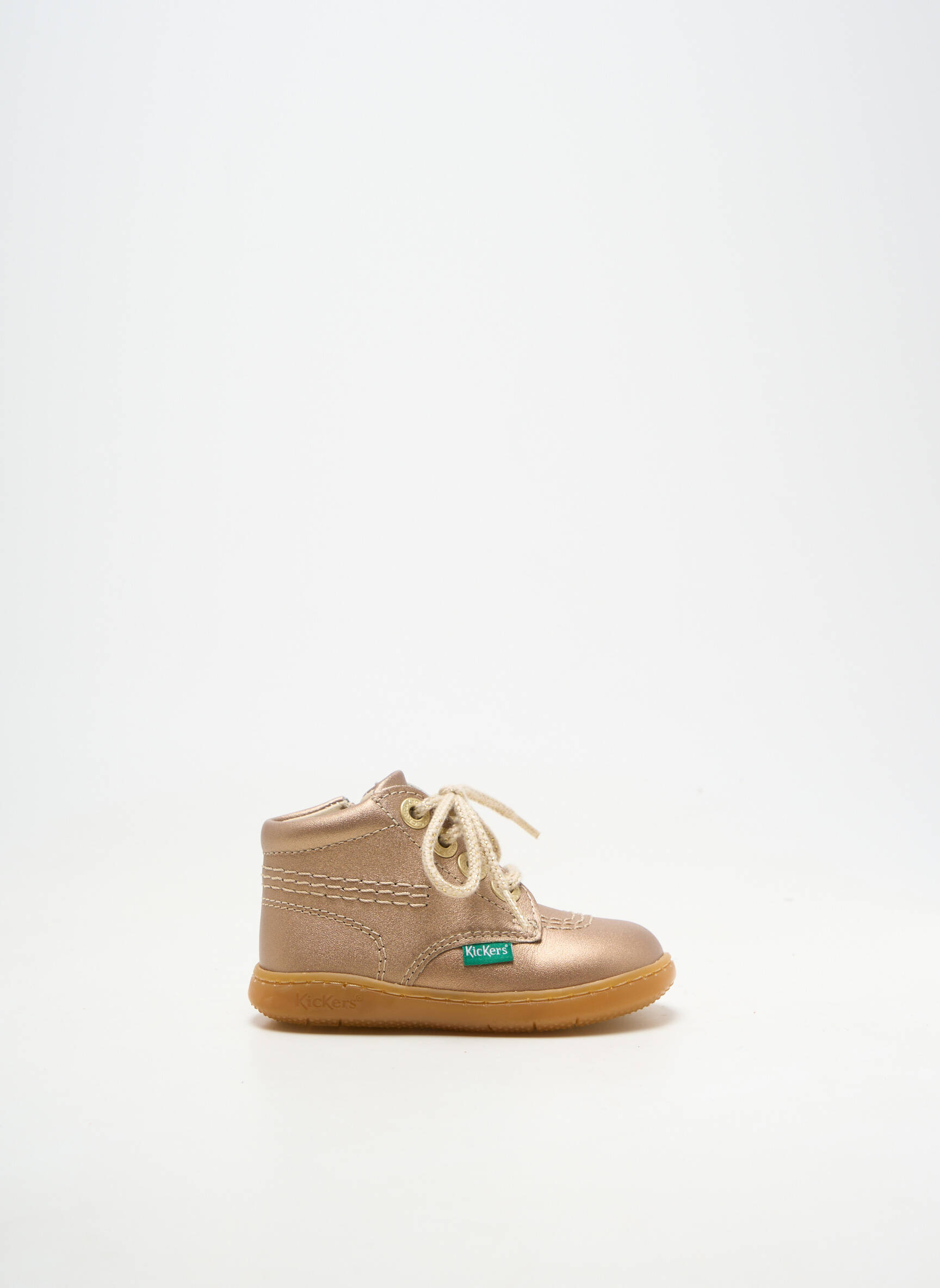 Bottillons tissage satiné bout rond marron KICKERS fille