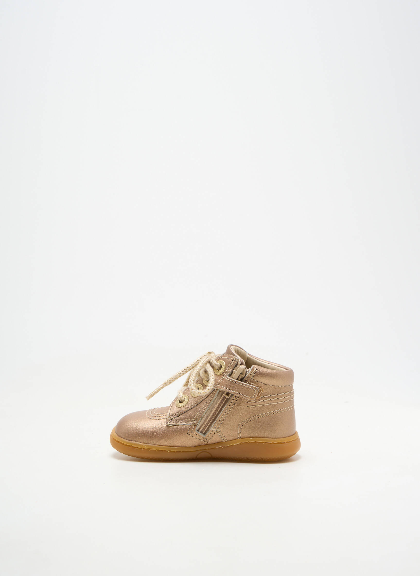 Bottillons tissage satiné bout rond marron KICKERS fille