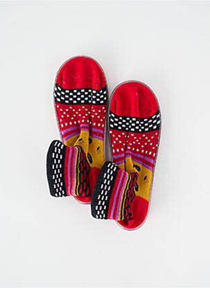 Chaussons/pantoufles semelle extérieure textile bout rond rouge BERTHE AUX GRANDS PIEDS fille