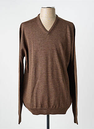 Pull col v manches longues marron BROWN JURY homme