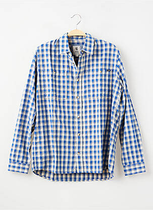 Chemise manches longues tissage popeline bleu GARCIA garçon