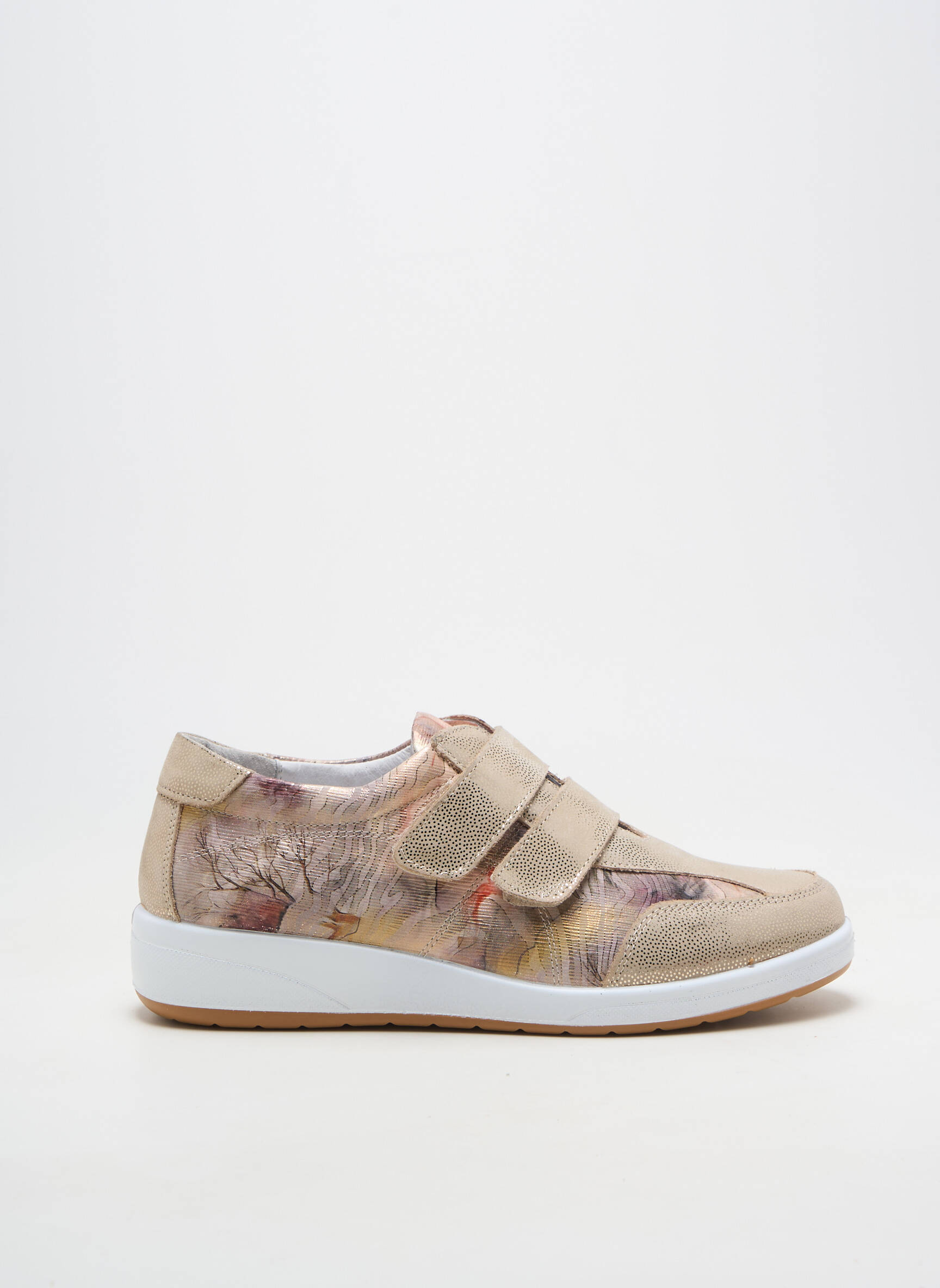 Baskets matière lisse talon plat jusqu'à 3cm beige INFINI femme