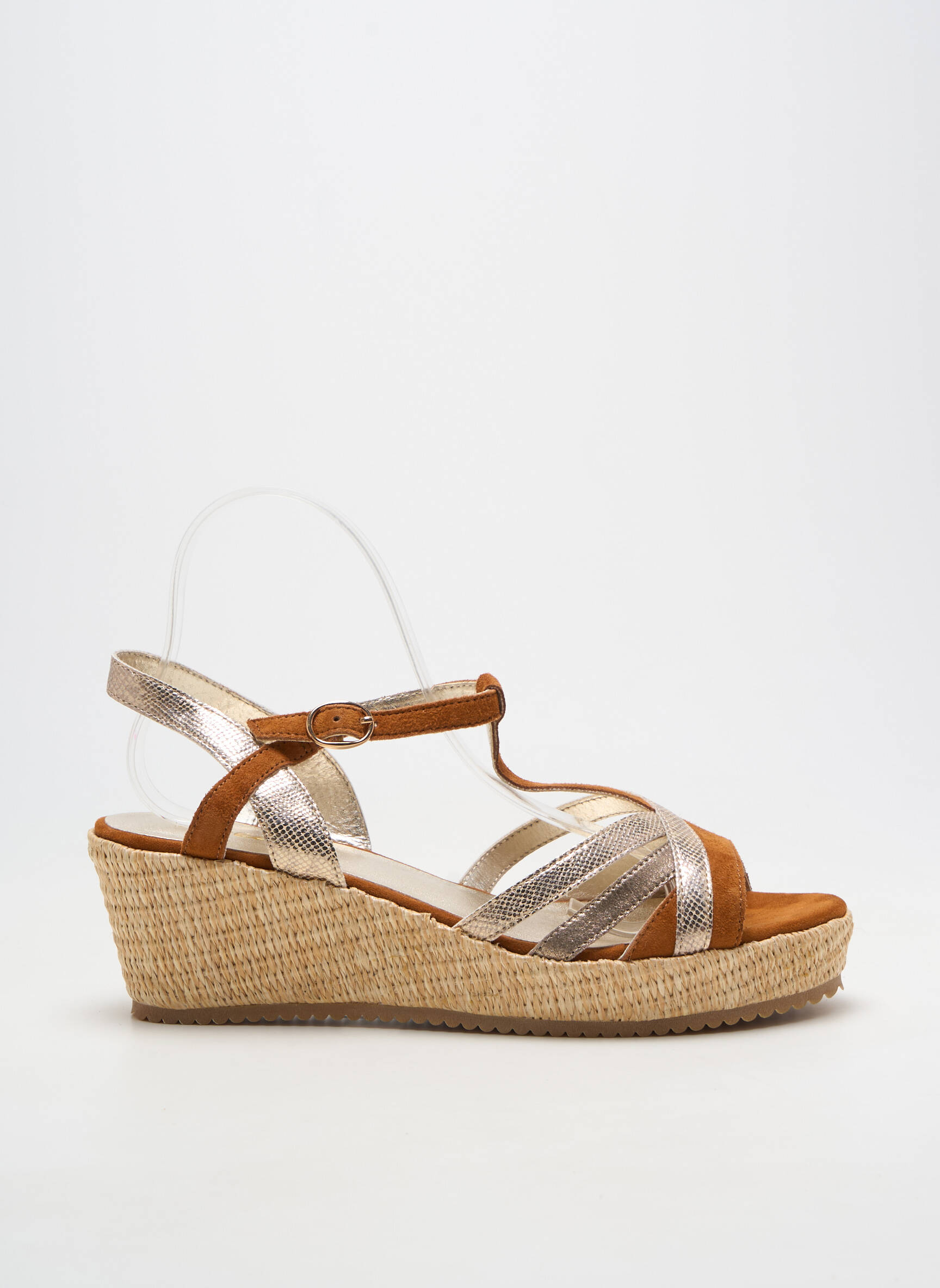 Espadrilles fermeture boucle(s) talon de 7 à 9cm marron SWEET femme
