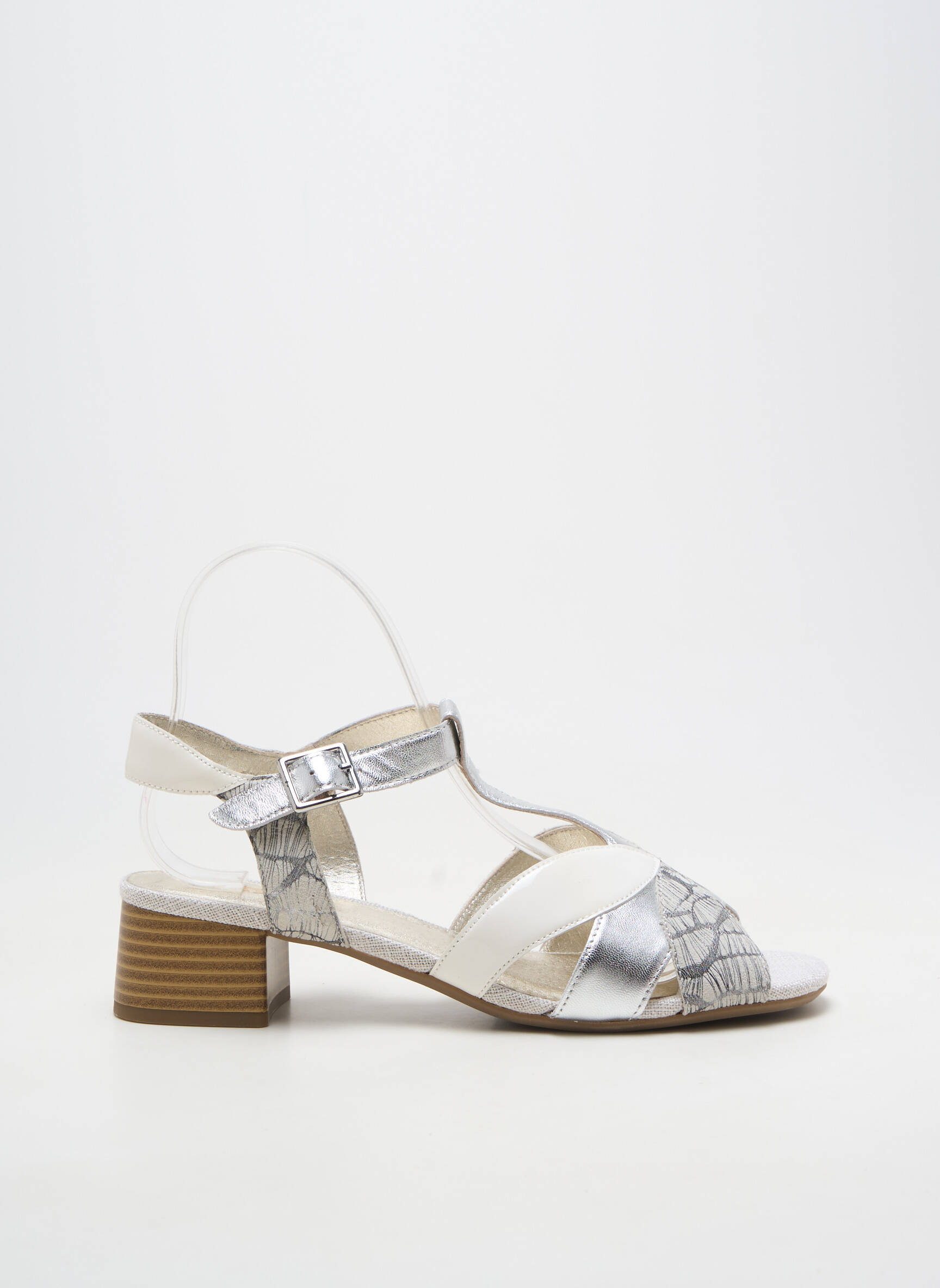 Sandales/nu pieds matière lisse talon de 4 à 6cm argent SWEET femme