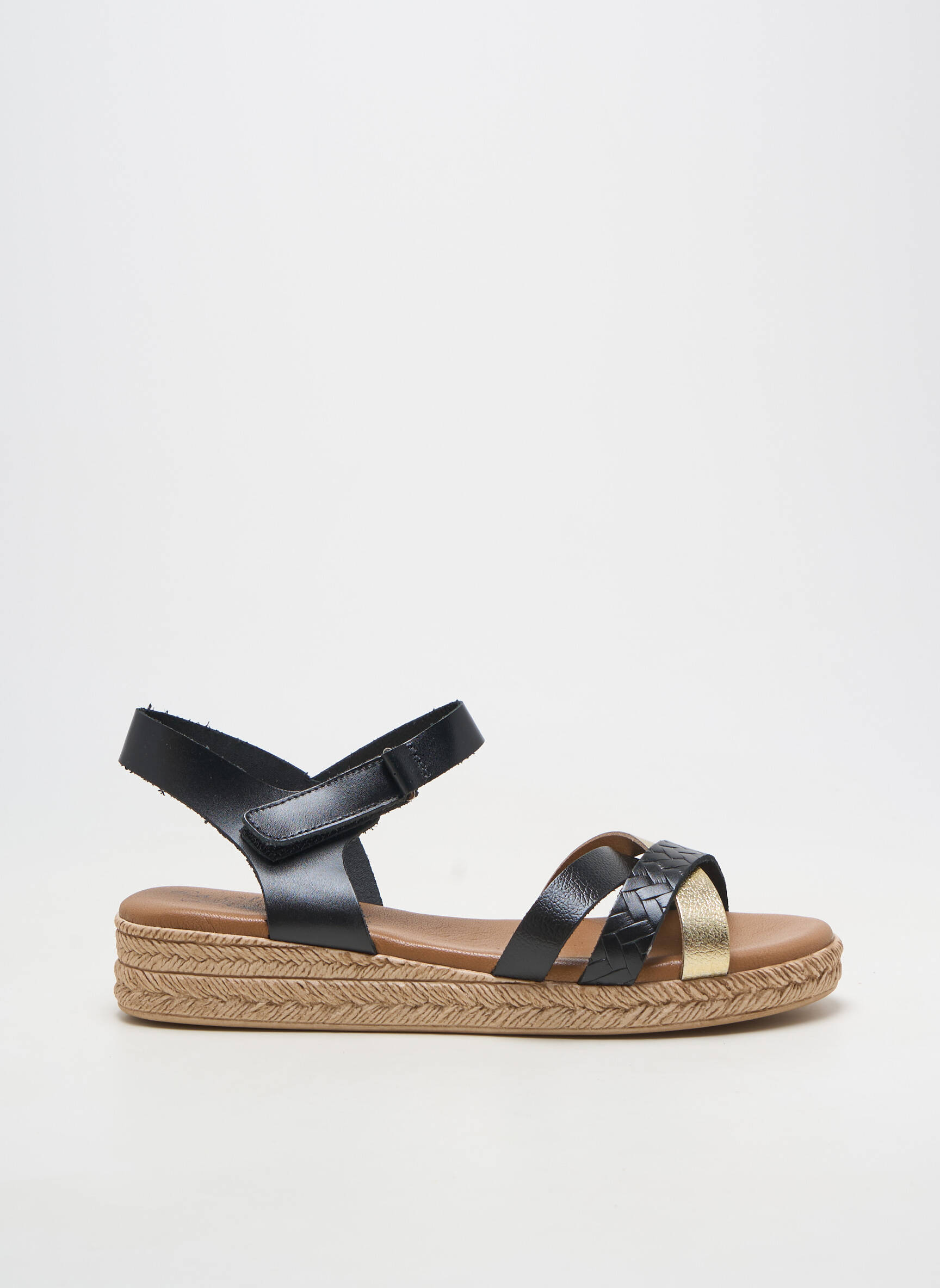 Sandales/nu pieds matière lisse talon plat jusqu'à 3cm noir LA MAISON DE L'ESPADRILLE femme