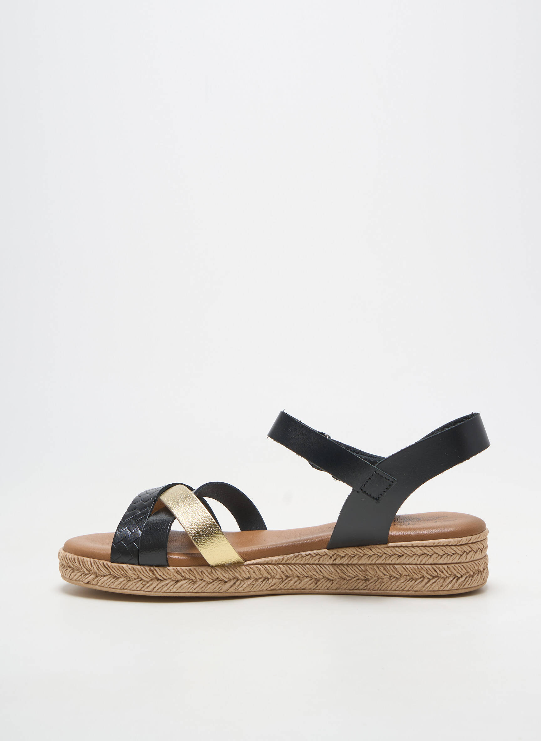 Sandales/nu pieds matière lisse talon plat jusqu'à 3cm noir LA MAISON DE L'ESPADRILLE femme