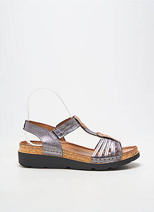Sandales/nu pieds matière lisse talon de 4 à 6cm gris KARYOKA femme