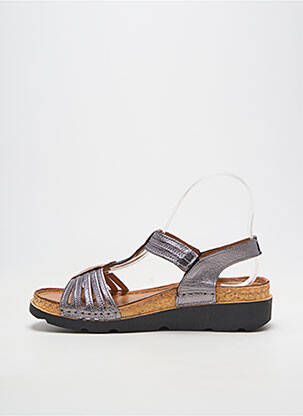 Sandales/nu pieds matière lisse talon de 4 à 6cm gris KARYOKA femme