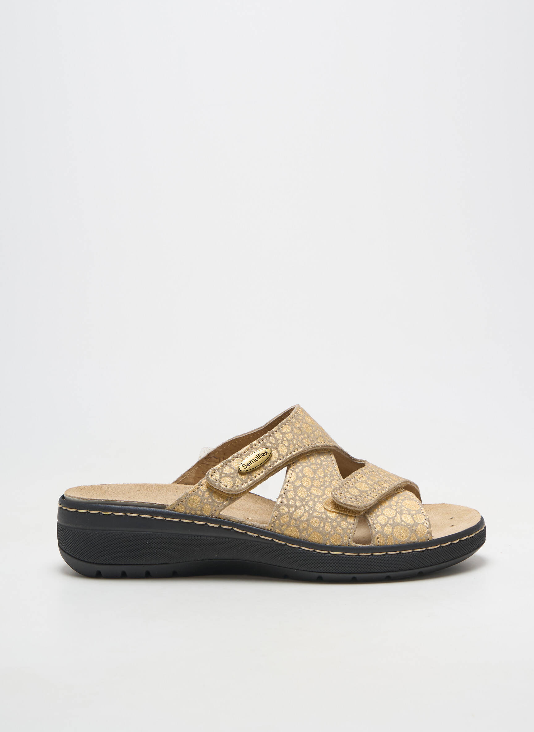 Mules/sabots matière lisse talon plat jusqu'à 3cm beige SEMELFLEX femme