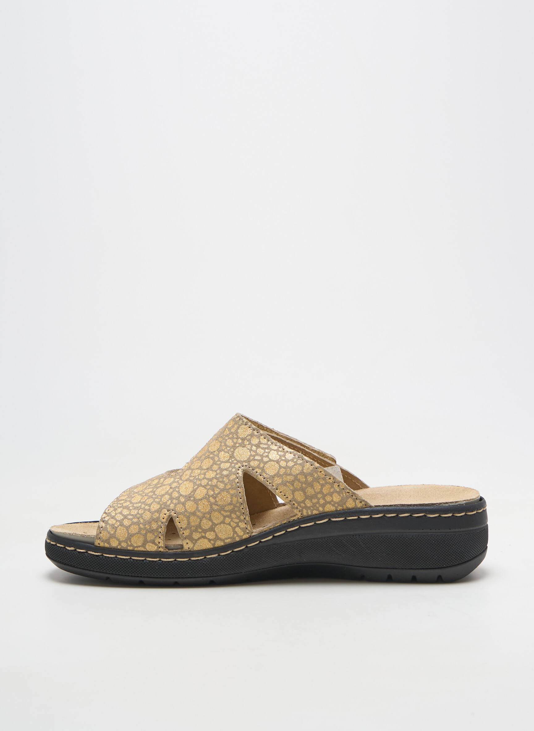 Mules/sabots matière lisse talon plat jusqu'à 3cm beige SEMELFLEX femme