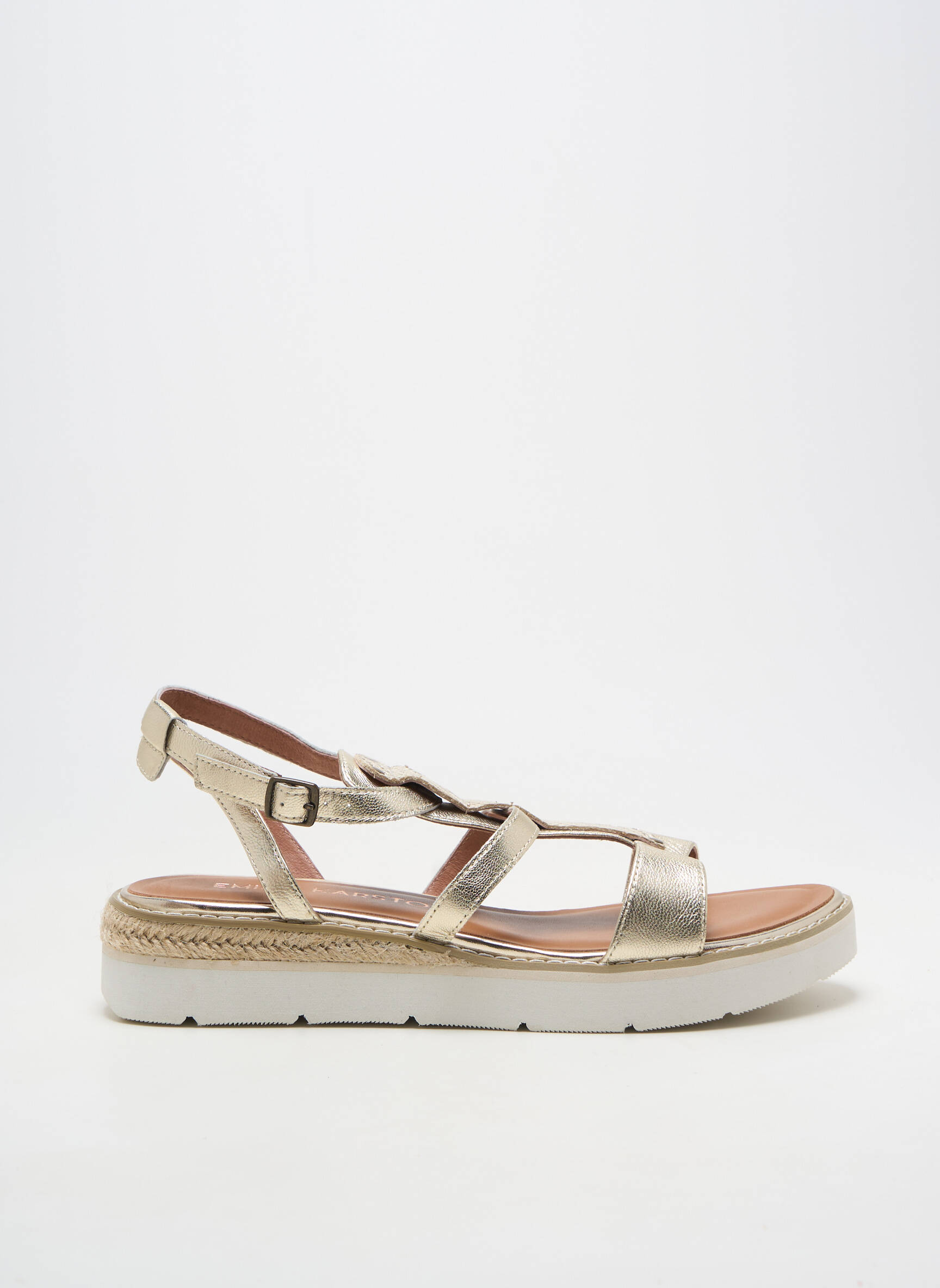 Sandales/nu pieds matière lisse talon plat jusqu'à 3cm or EMILIE KARSTON femme