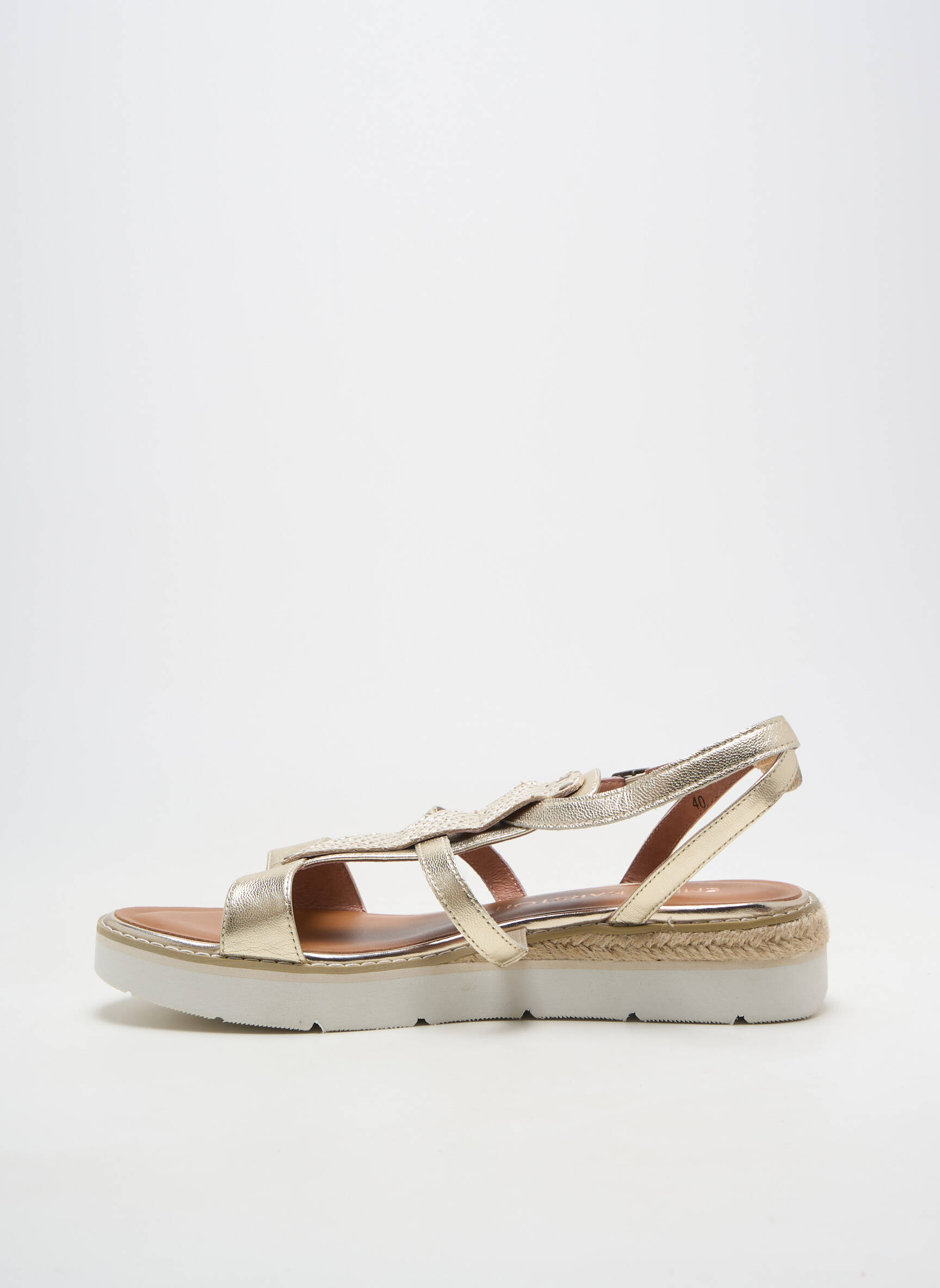 Sandales/nu pieds matière lisse talon plat jusqu'à 3cm or EMILIE KARSTON femme