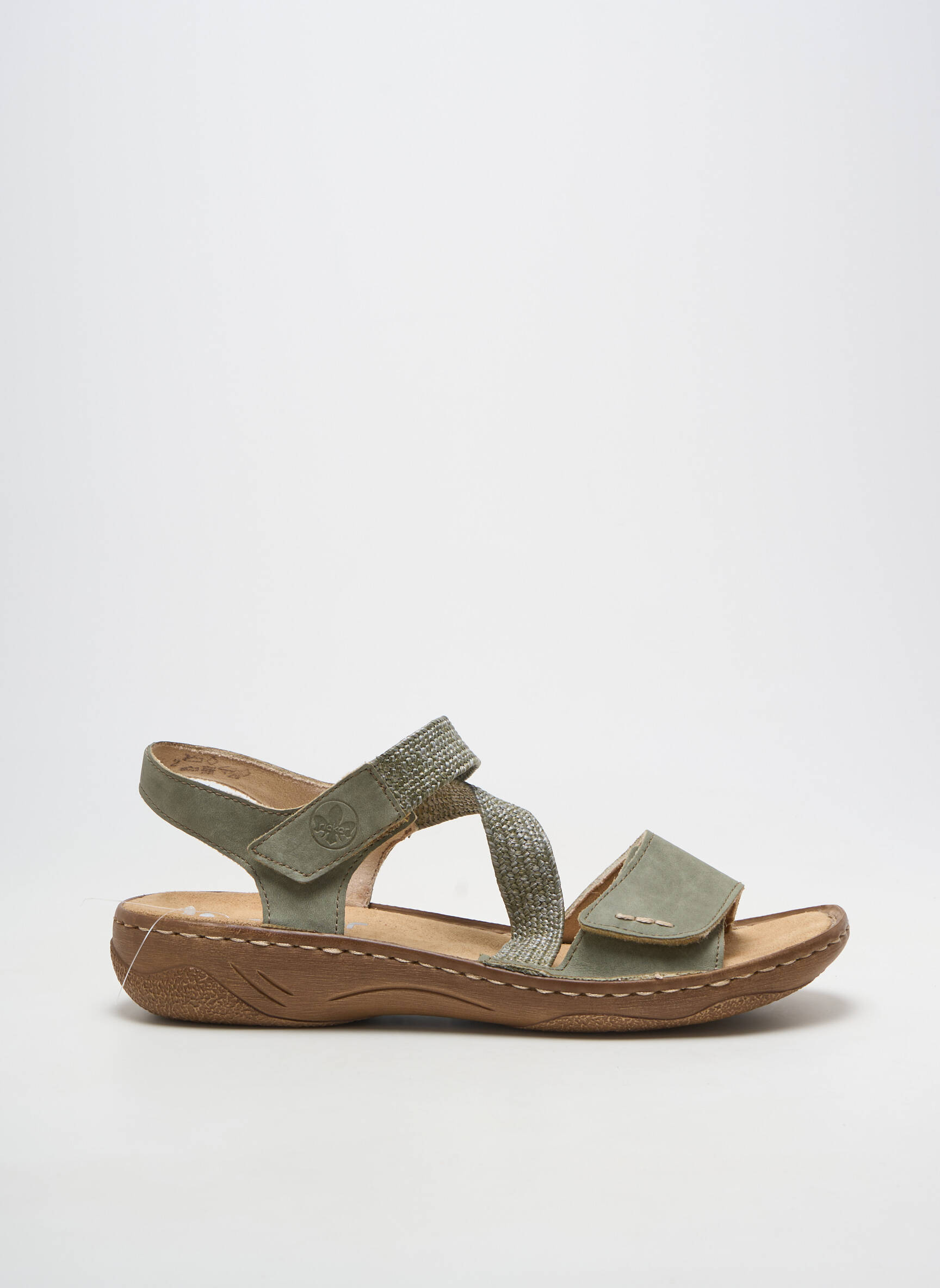 Sandales/nu pieds matière lisse talon plat jusqu'à 3cm vert RIEKER femme