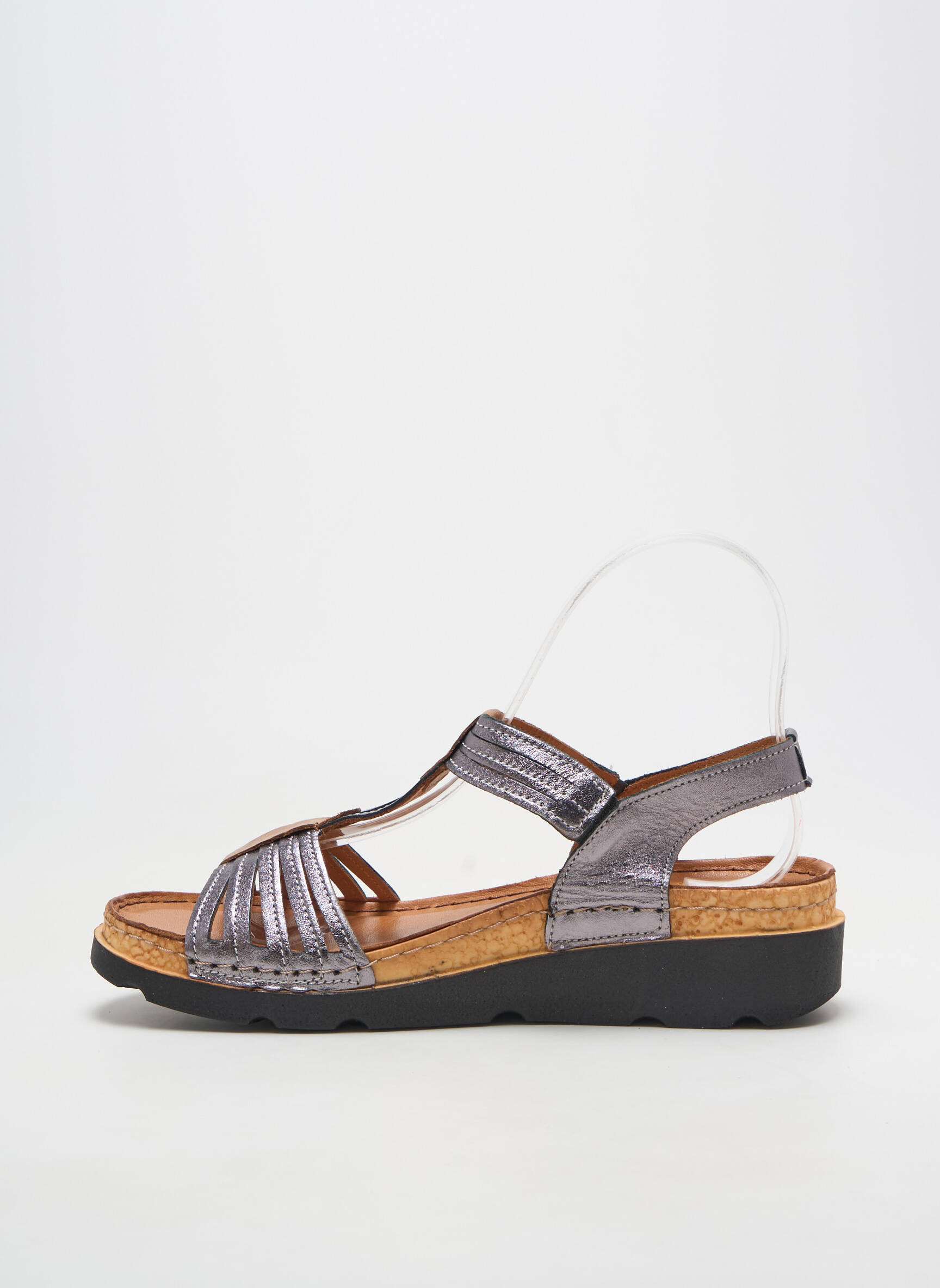 Sandales/nu pieds matière lisse talon de 4 à 6cm gris KARYOKA femme