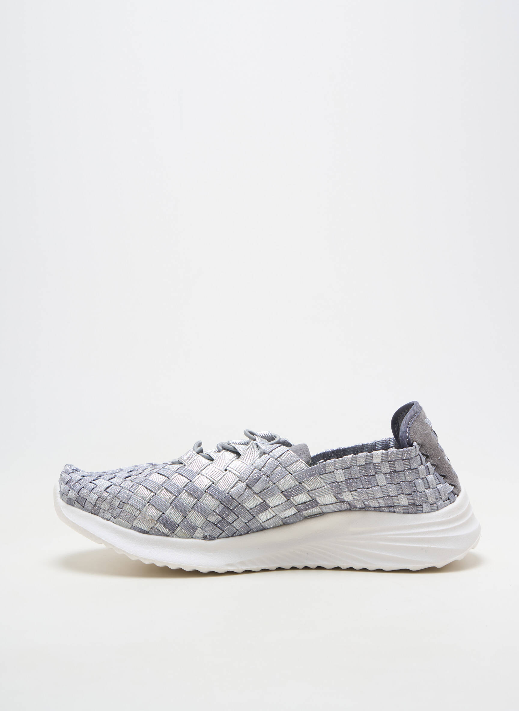 Baskets fermeture elastique talon plat jusqu'à 3cm argent ROCK SPRING femme