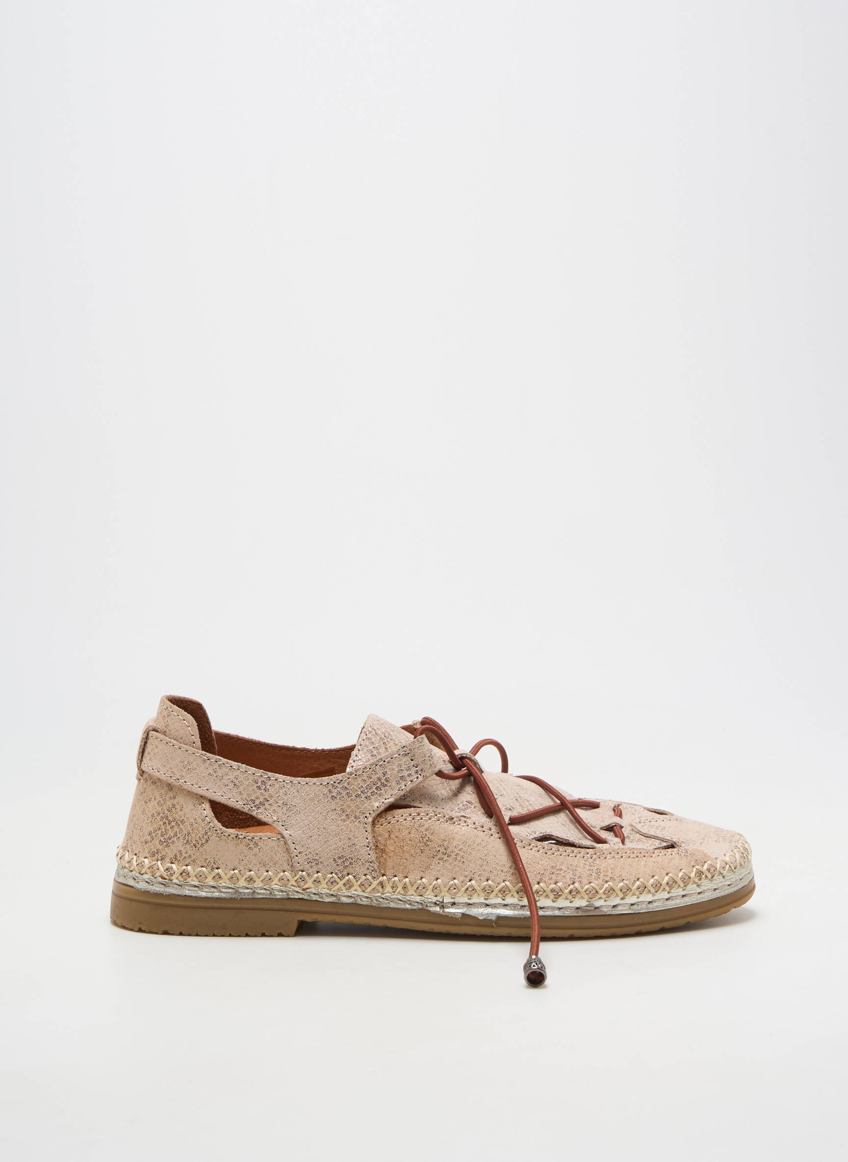 Baskets tissage tissage pailleté talon plat jusqu'à 3cm beige MADORY femme