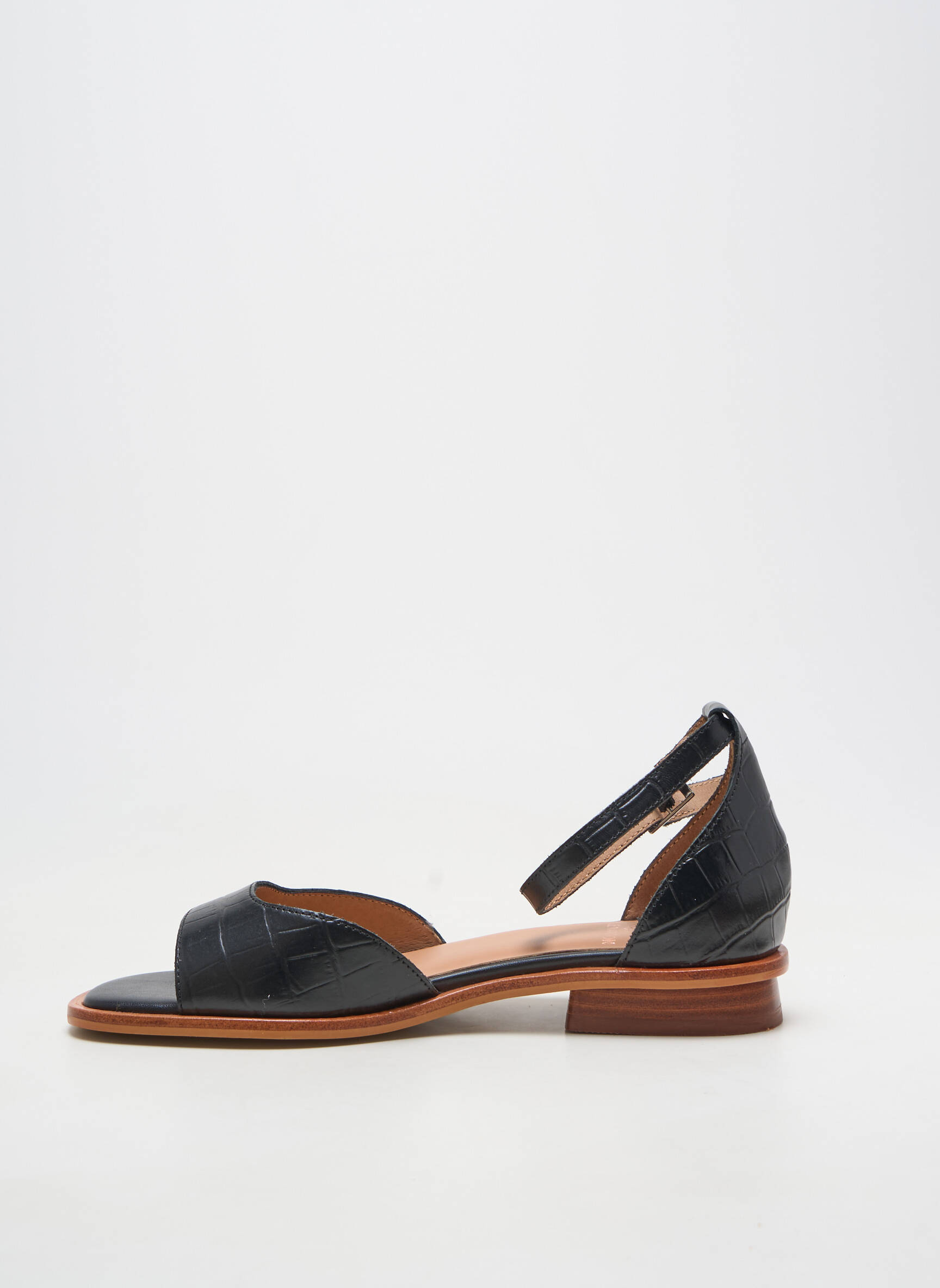 Sandales/nu pieds matière lisse talon plat jusqu'à 3cm noir EMILIE KARSTON femme