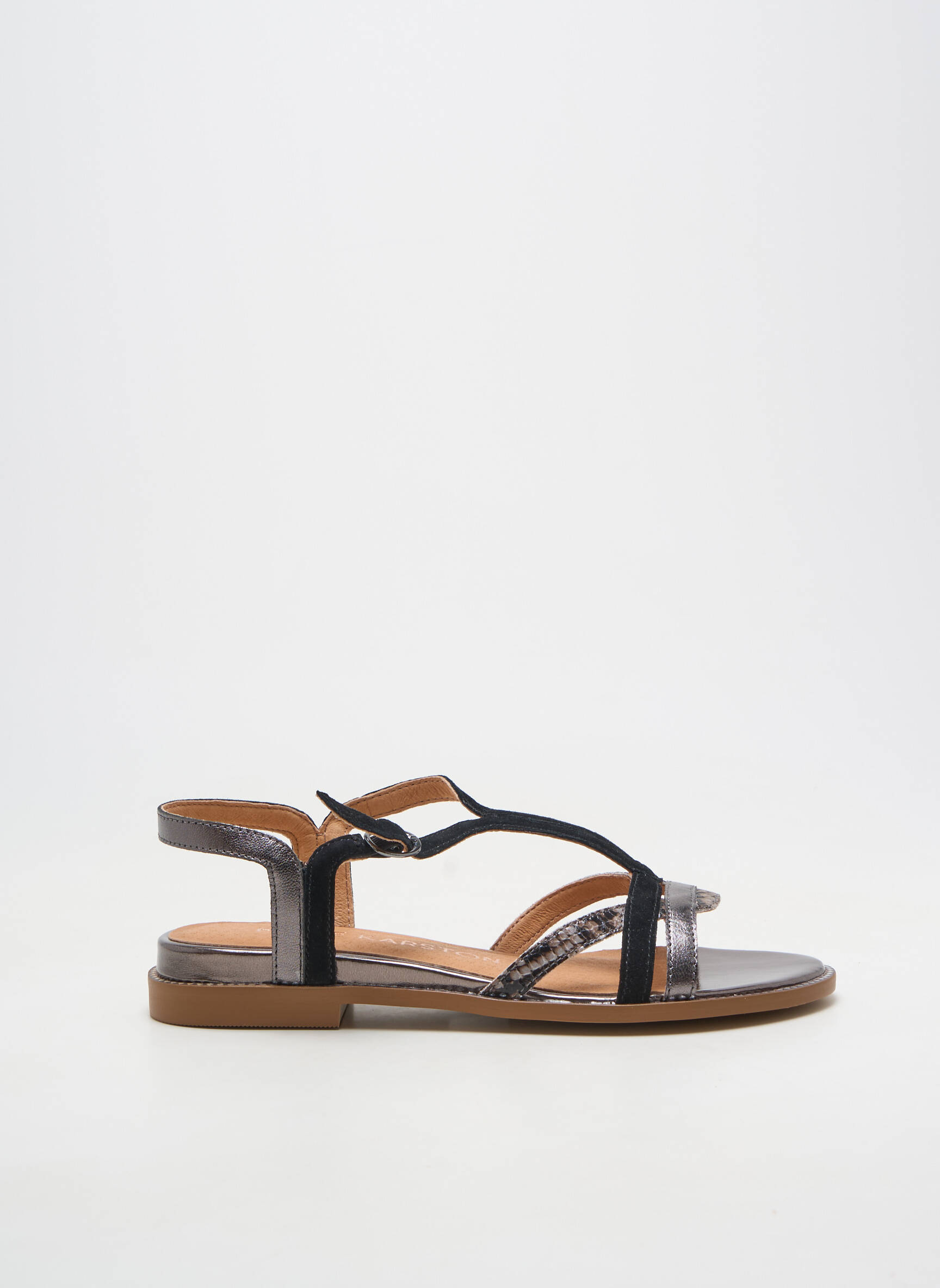 Sandales/nu pieds matière lisse talon plat jusqu'à 3cm noir EMILIE KARSTON femme