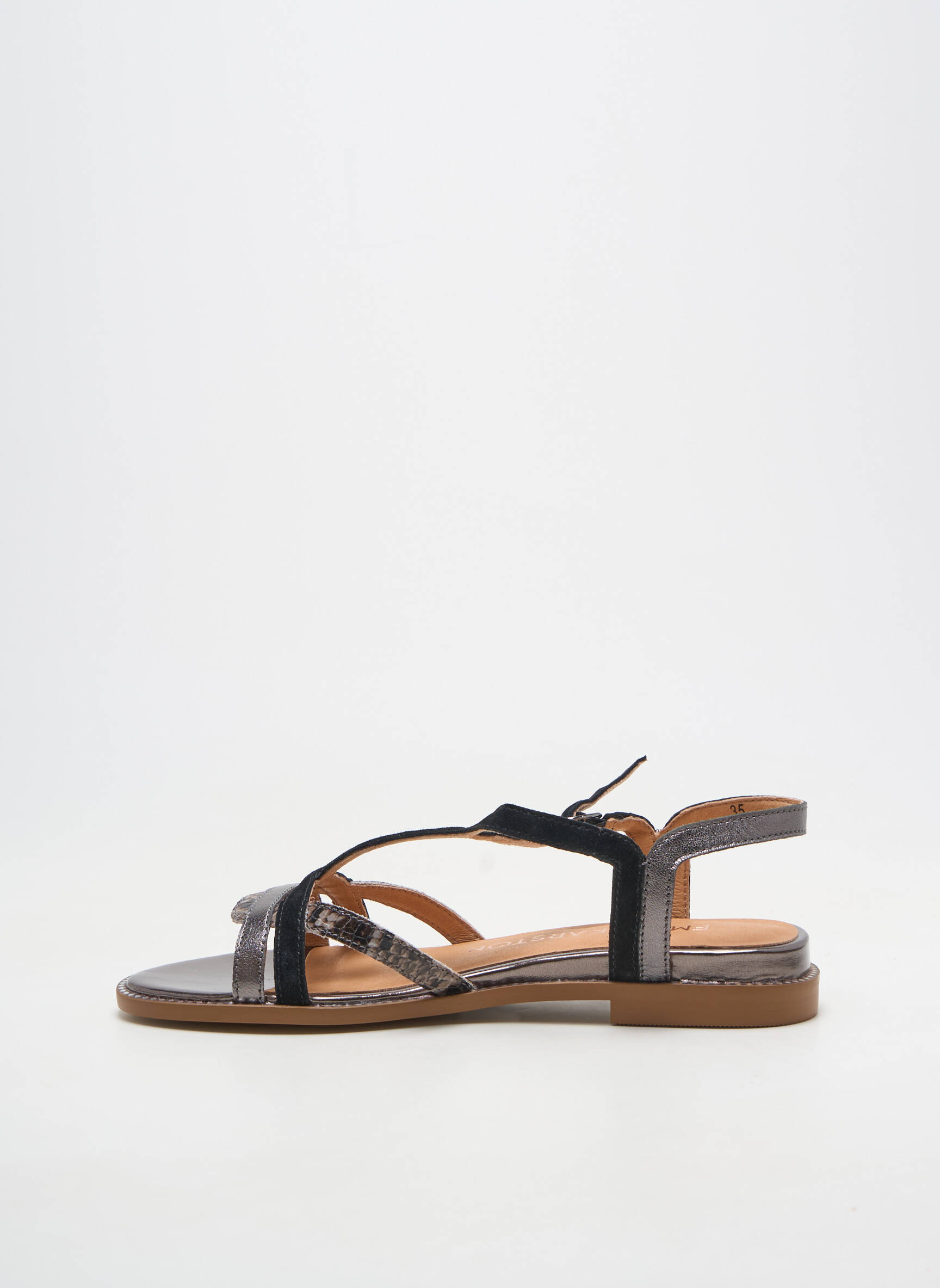 Sandales/nu pieds matière lisse talon plat jusqu'à 3cm noir EMILIE KARSTON femme
