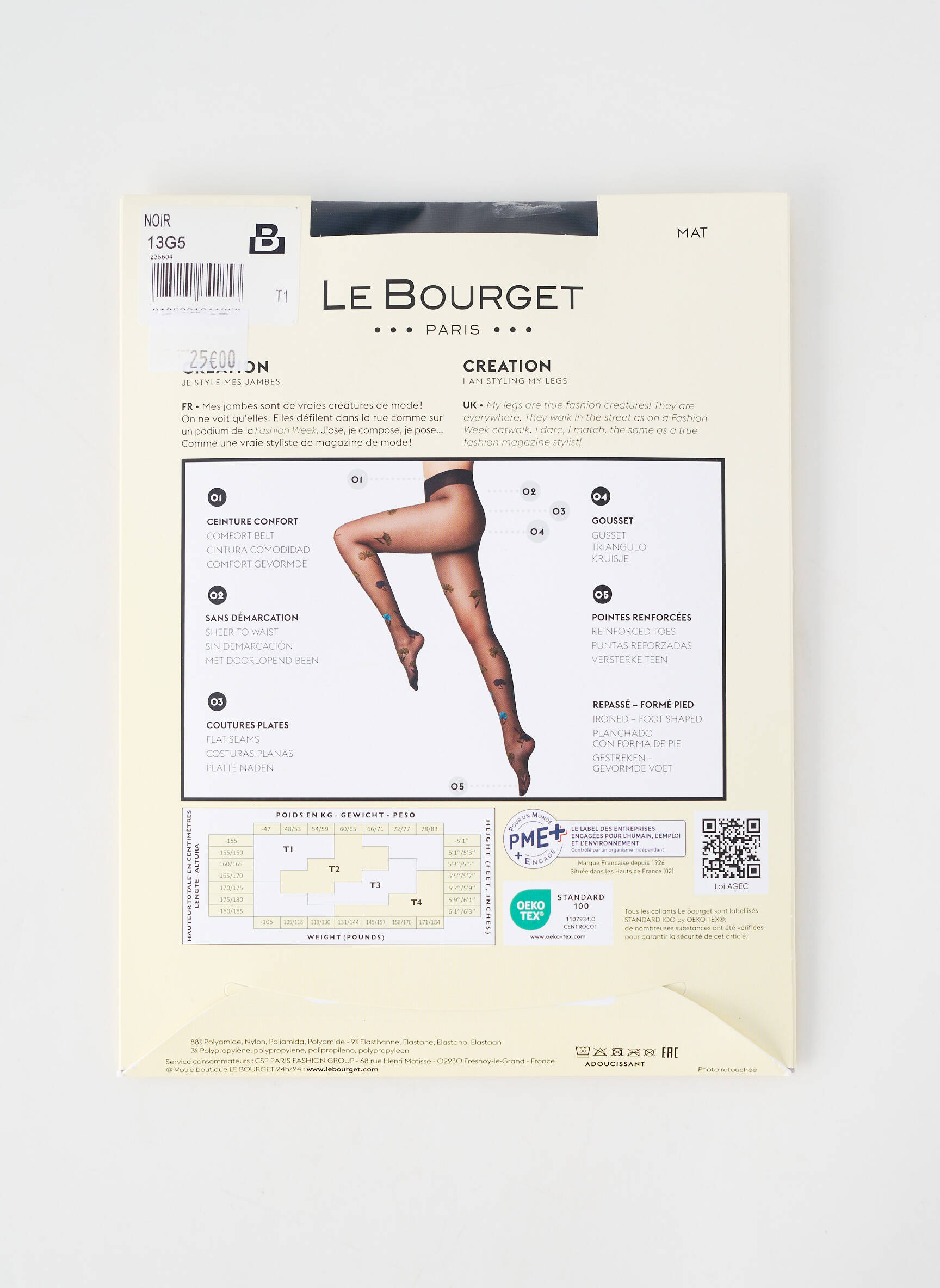 Collants imprimé fantaisie noir LE BOURGET femme