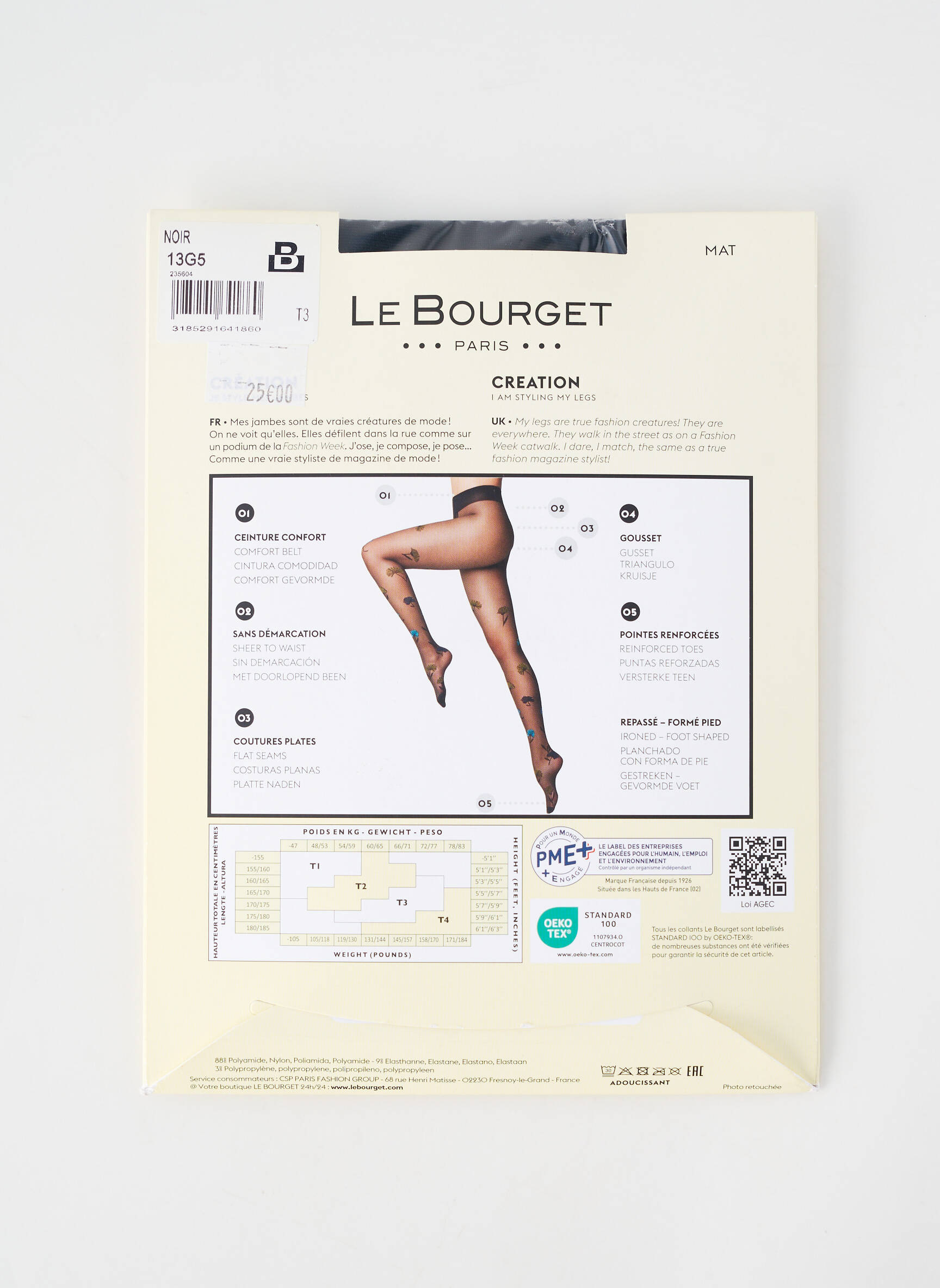 Collants imprimé fantaisie noir LE BOURGET femme