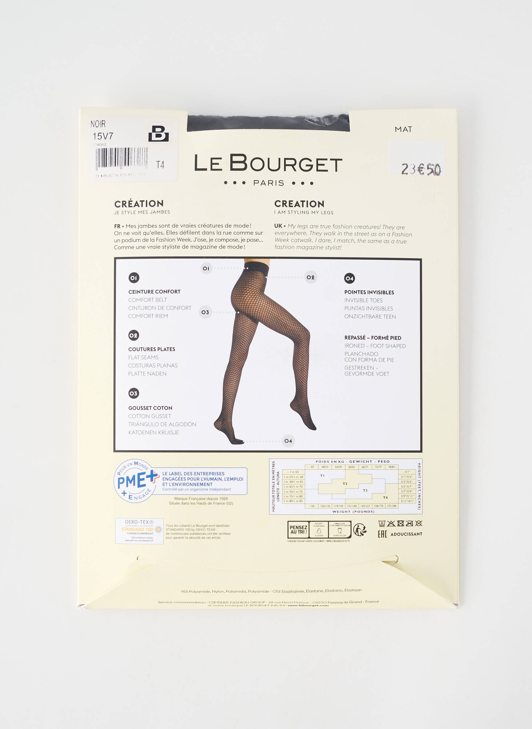 Collants stretch noir LE BOURGET femme