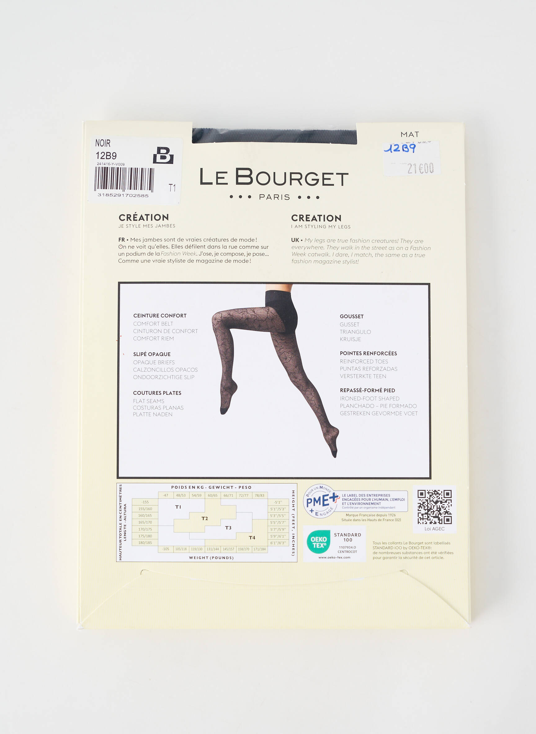 Collants stretch noir LE BOURGET femme