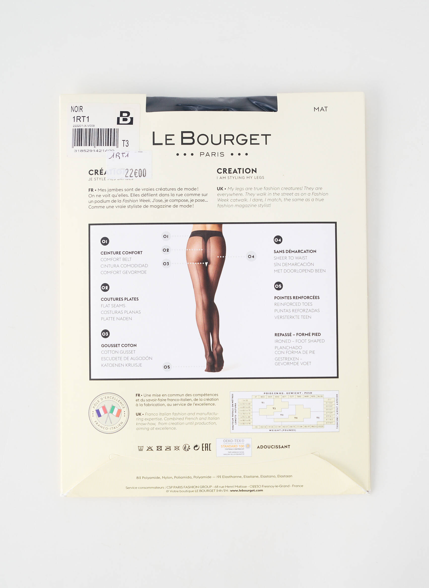 Collants stretch noir LE BOURGET femme