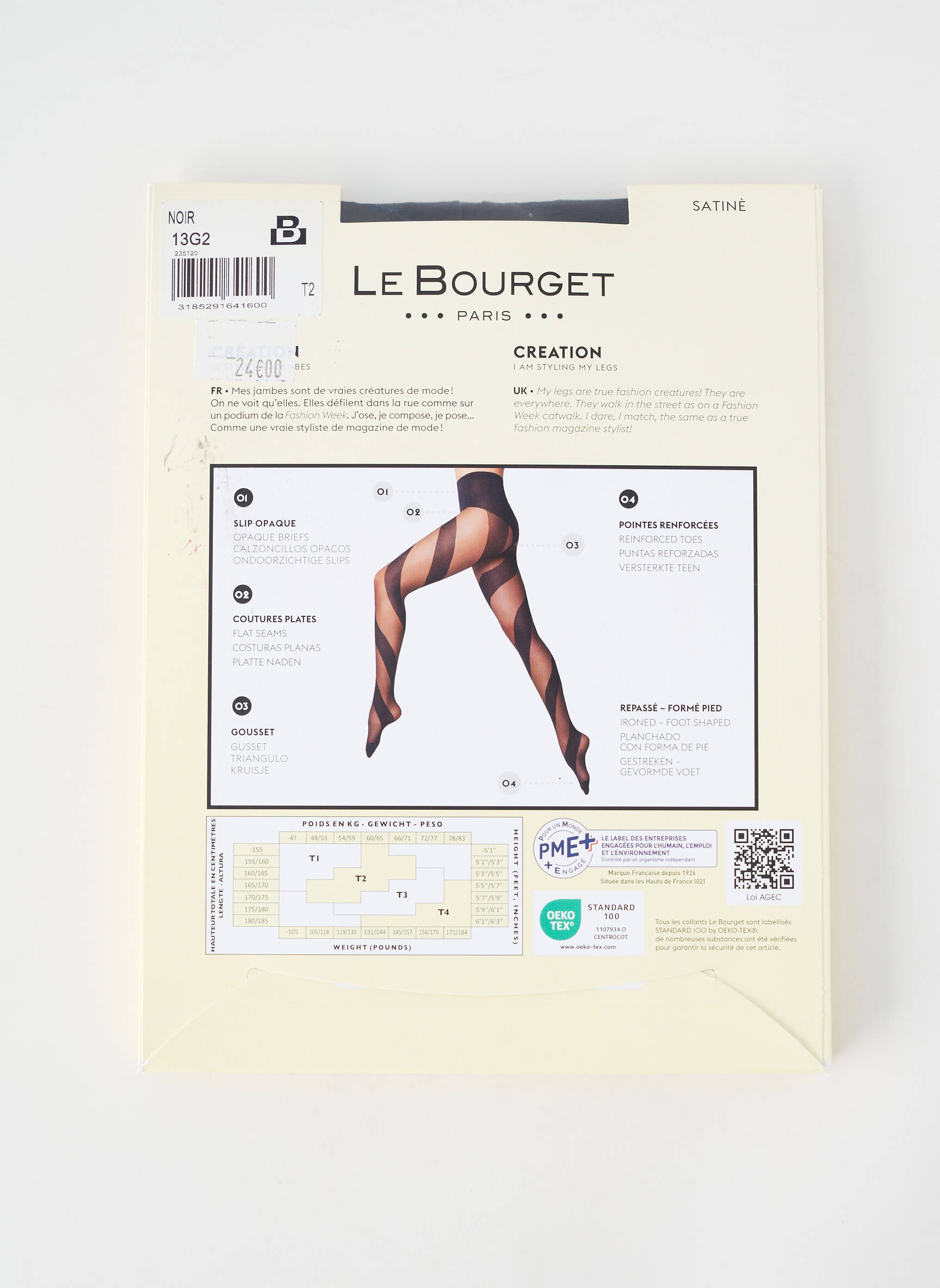 Collants stretch noir LE BOURGET femme