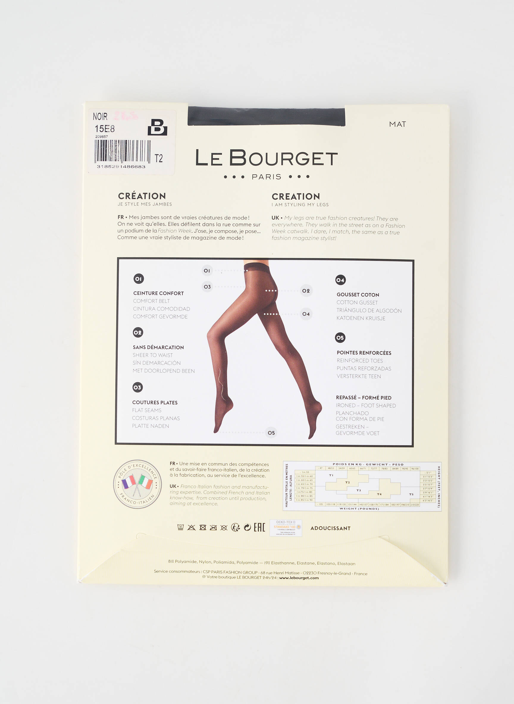 Collants elastique à la taille noir LE BOURGET femme