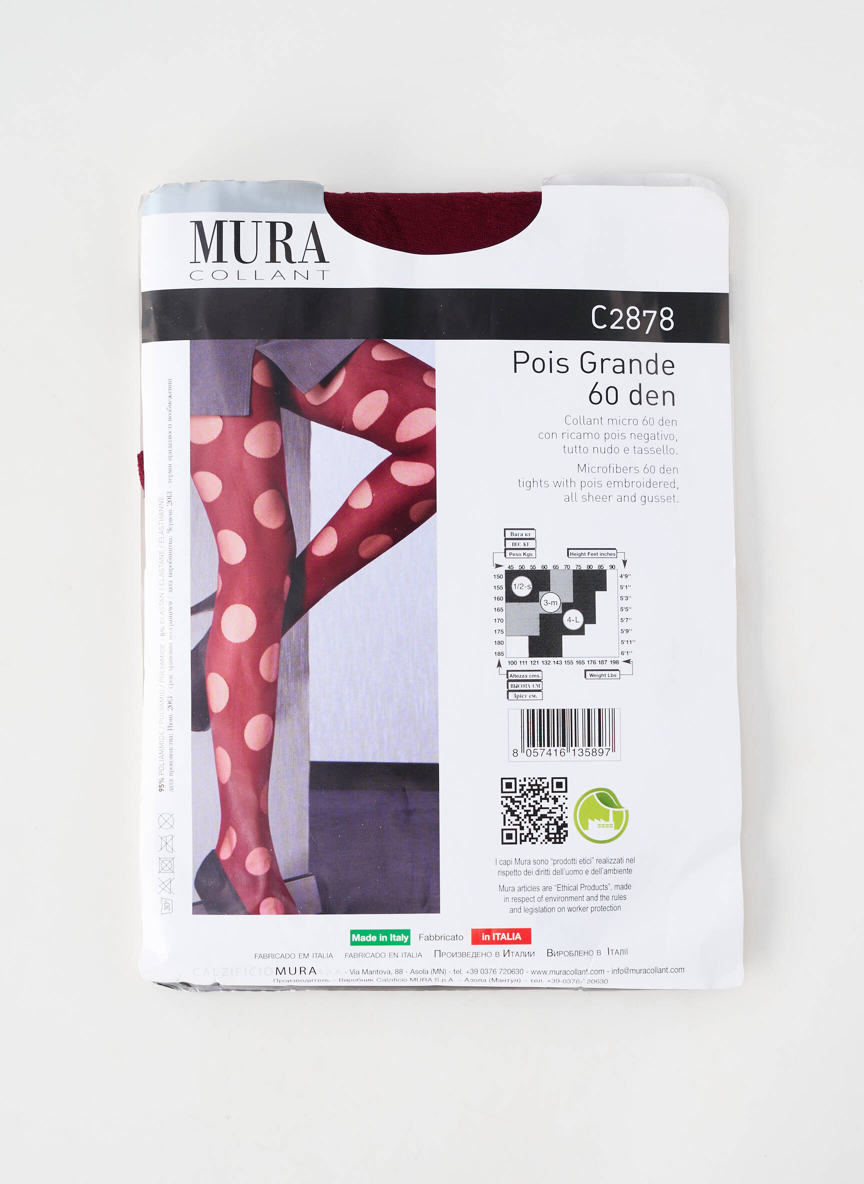 Collants imprimé pois rouge MURA femme
