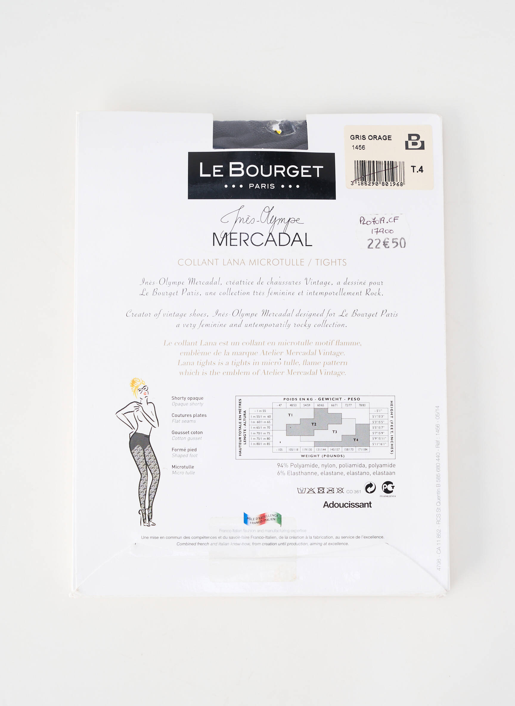 Collants imprimé fantaisie gris LE BOURGET femme