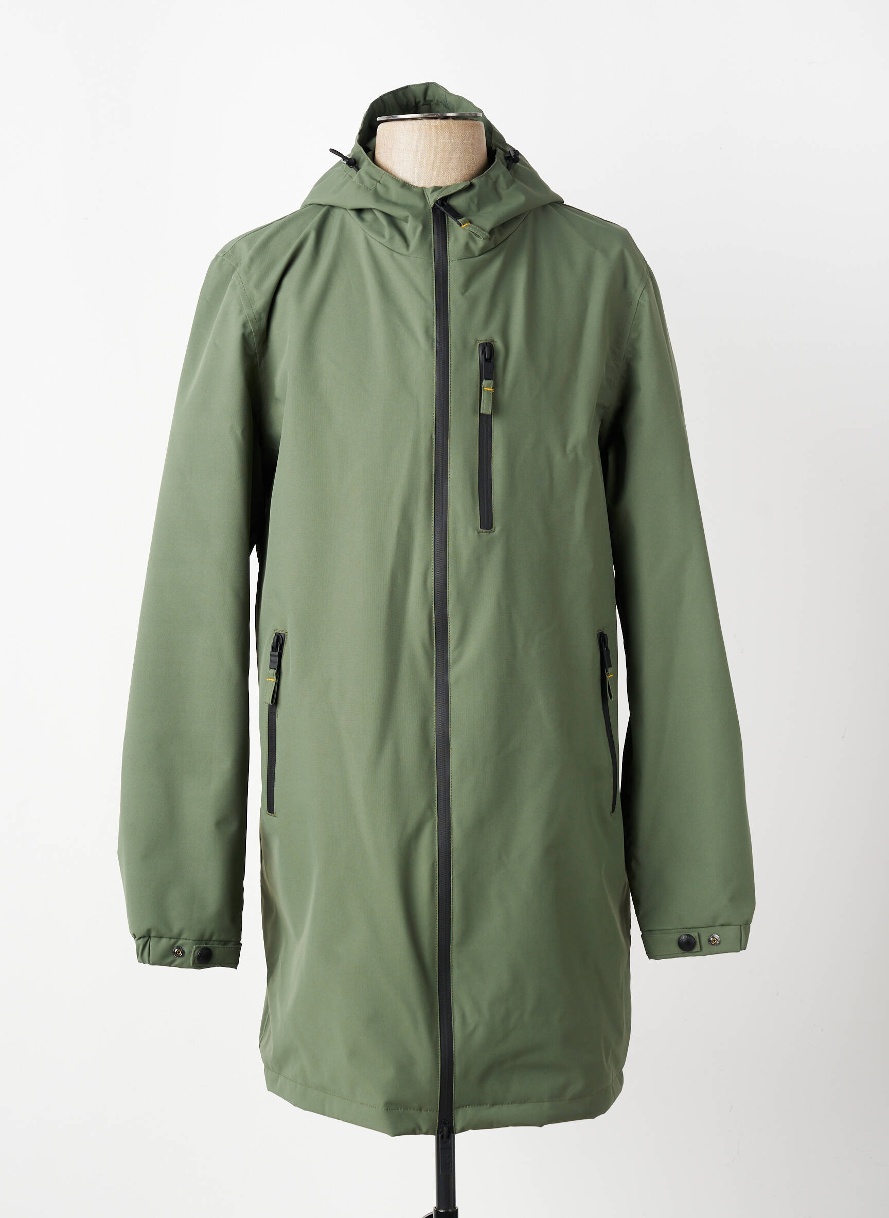 Imperméable coupe droite a capuche vert DAYTONA homme